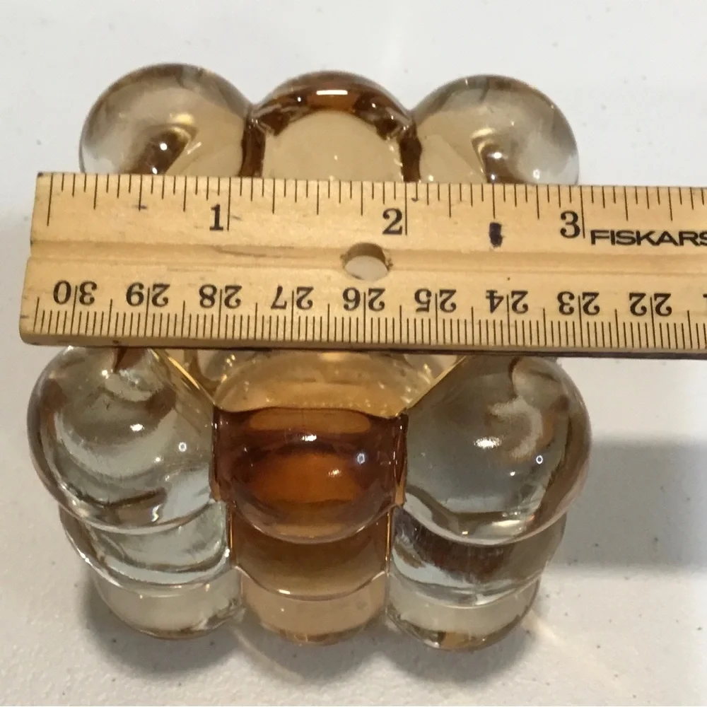 Unique Amber/clear Bubble Glass Cube Tea Light/Candleholder, Planter, Pen Holder